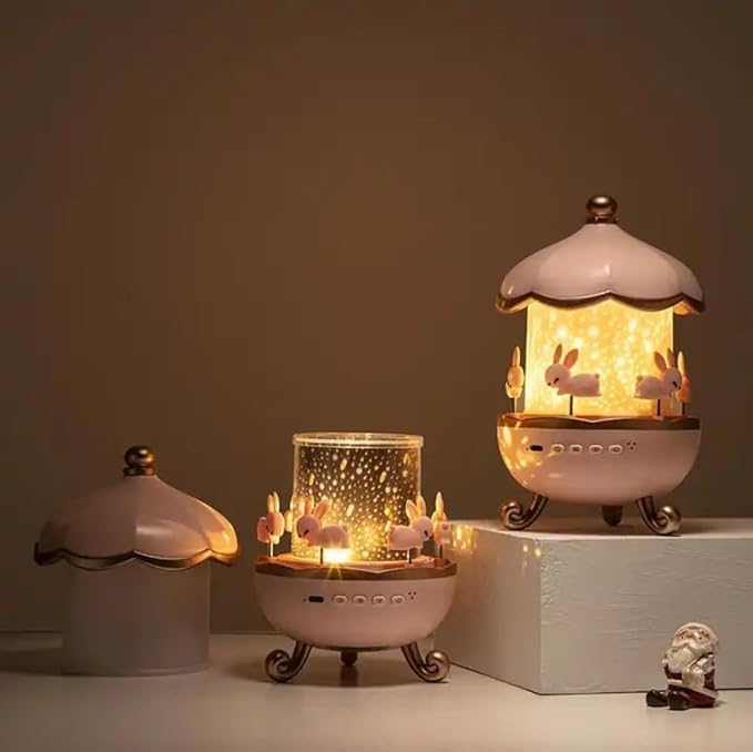 Bunny Carousel Star Projector Lamp with 6 Set Films