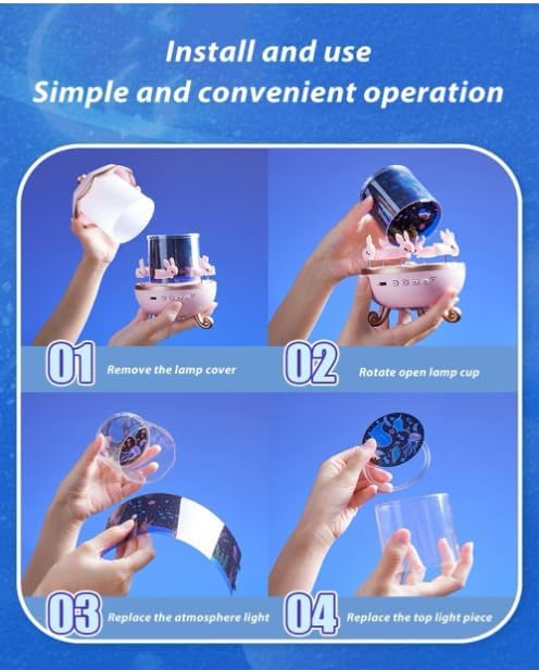 Bunny Carousel Star Projector Lamp with 6 Set Films