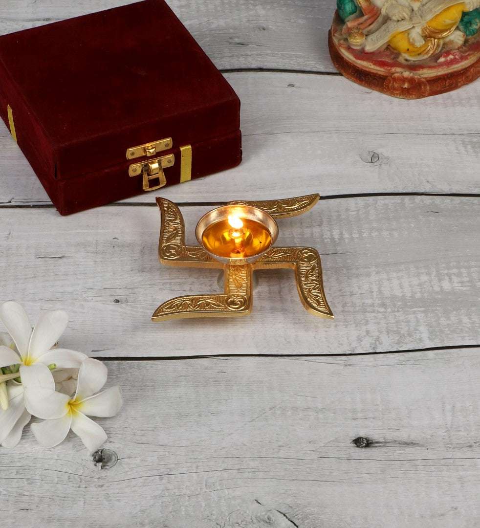 Brass Swastik Diya