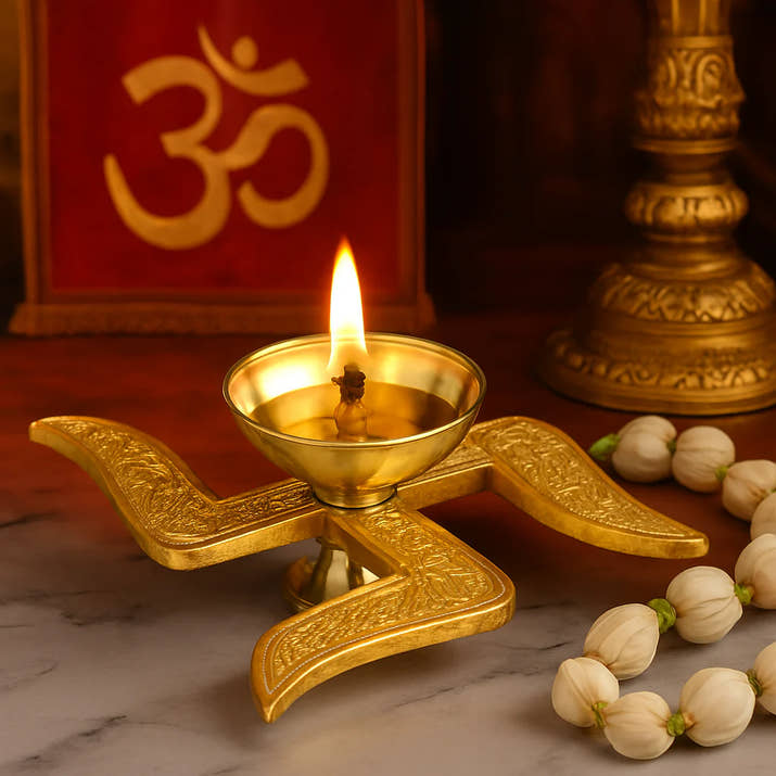 Brass Swastik Diya