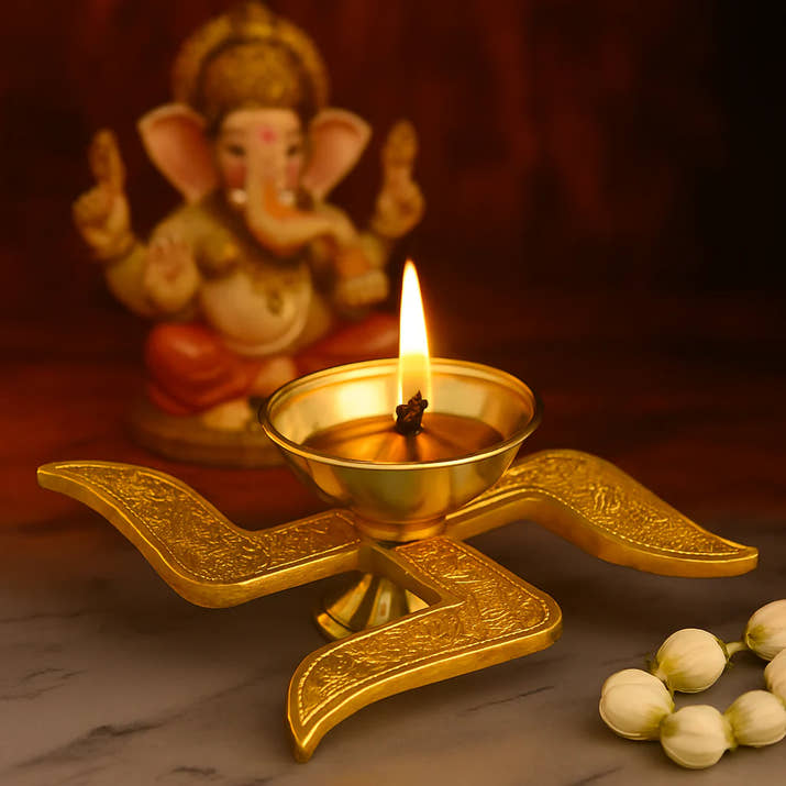 Brass Swastik Diya